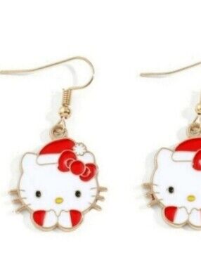 Hello Kitty Red & White Santa Earrings